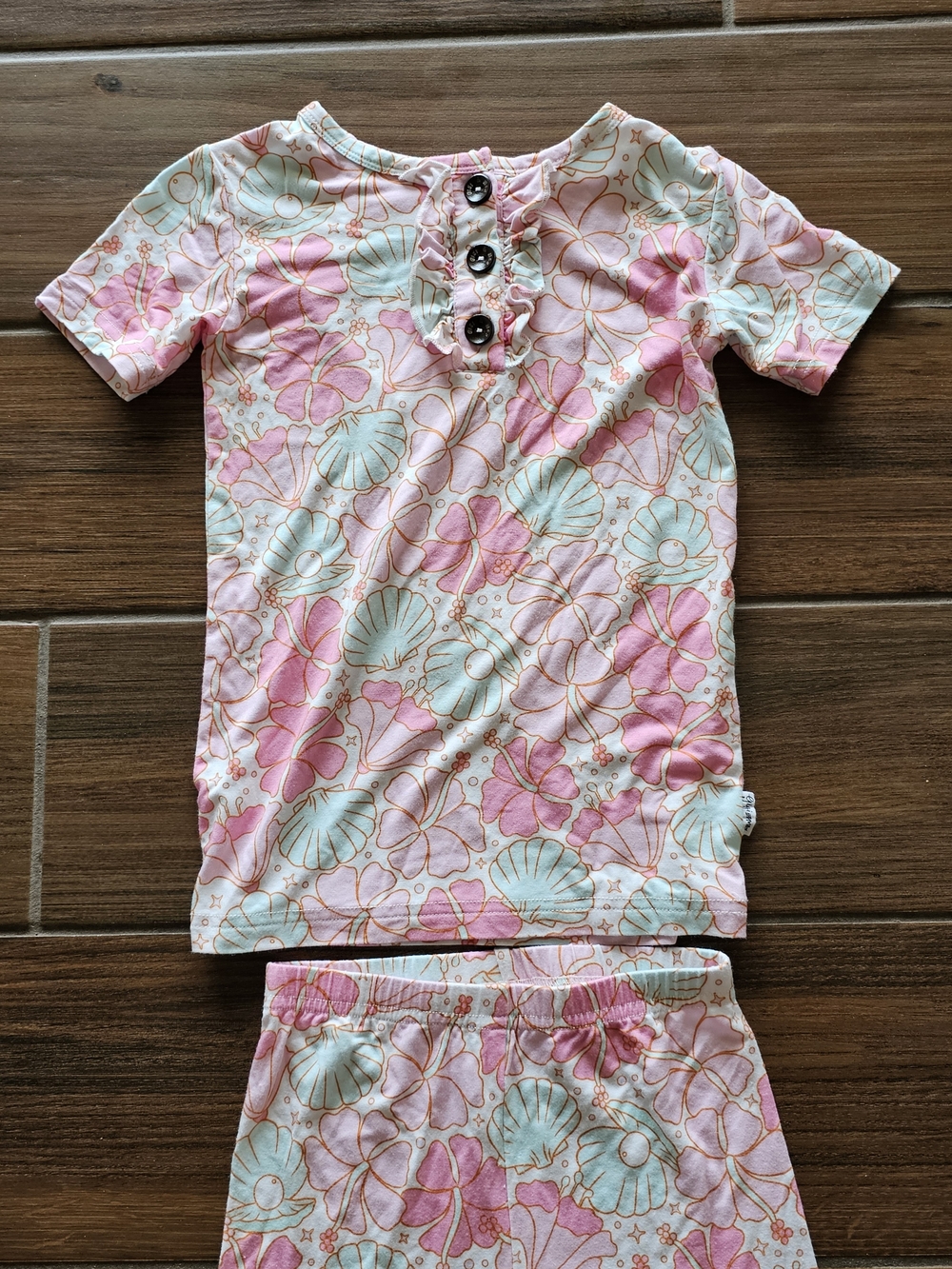 Gigi And Max Arielle Shells Ruffle Two Piece Pajamas 2/3T